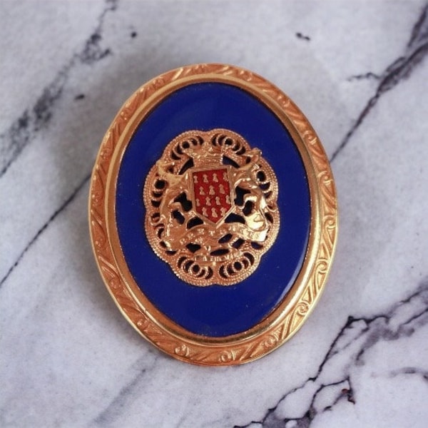 Bretagne A Ma Vie France Coat of Arms Pendant Brooch