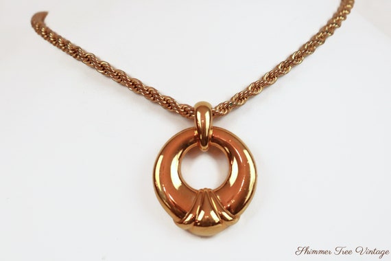 Chic MONET Signed Round hoop Pendant necklace - image 1