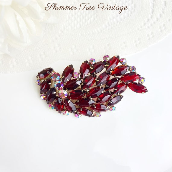 Large JULIANA D&E Ruby Red Open back Navette Broo… - image 1