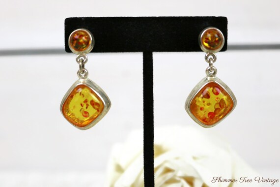 Vintage Golden fleck Lucite Dangle Earrings