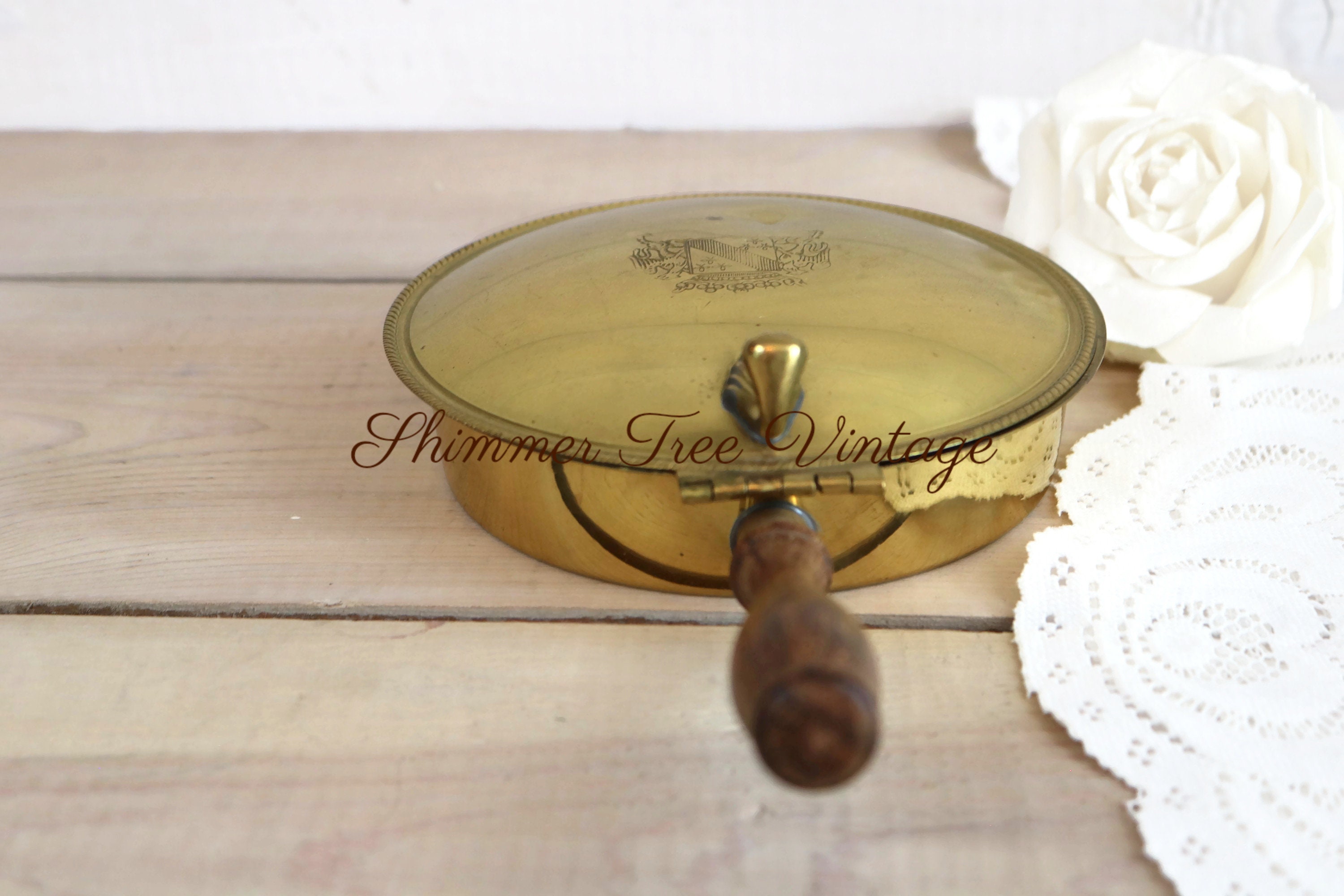 Brass Lidded Silent Butler With Wood Handle - Etsy