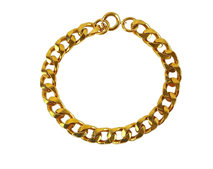 Vintage Yellow Gold Plated Curb Chain Bracelet