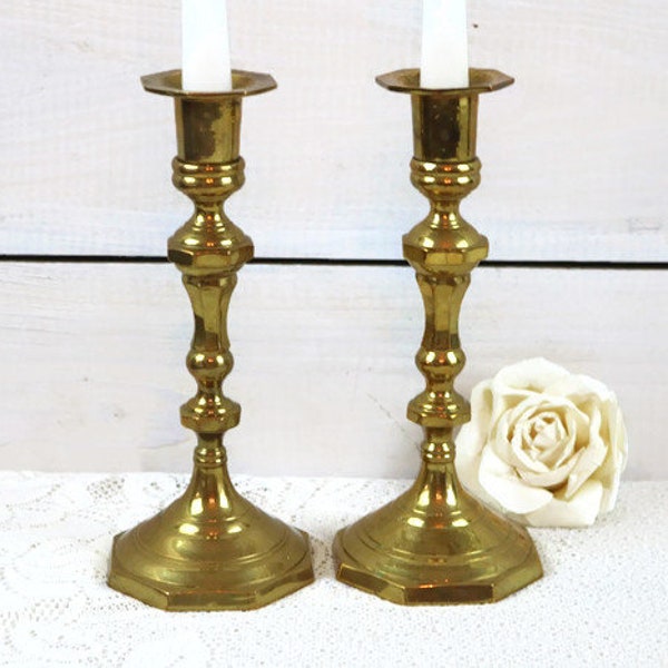 Tall Heavy brass Candlestick Holders