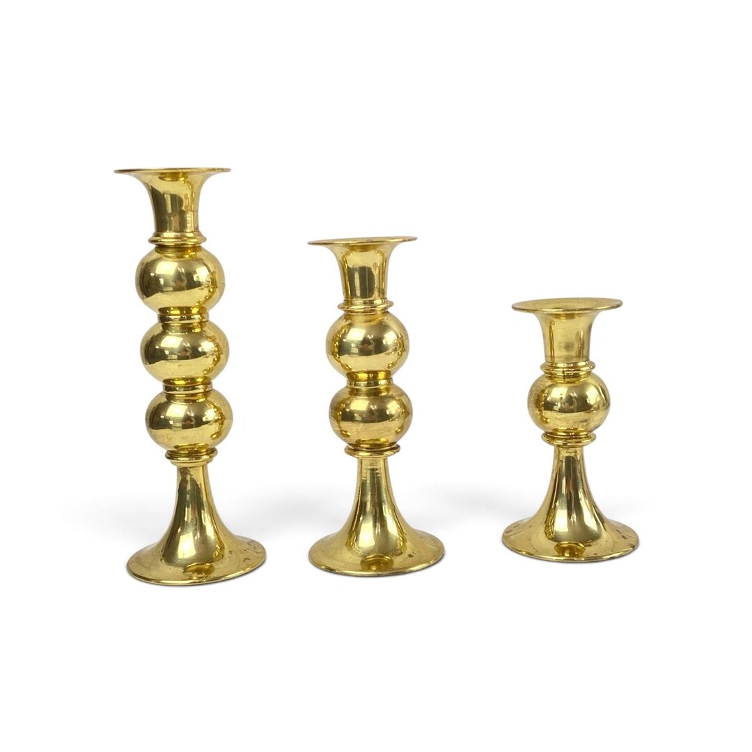 Vintage Rustic Set of 3 Candlestick Holders - Etsy