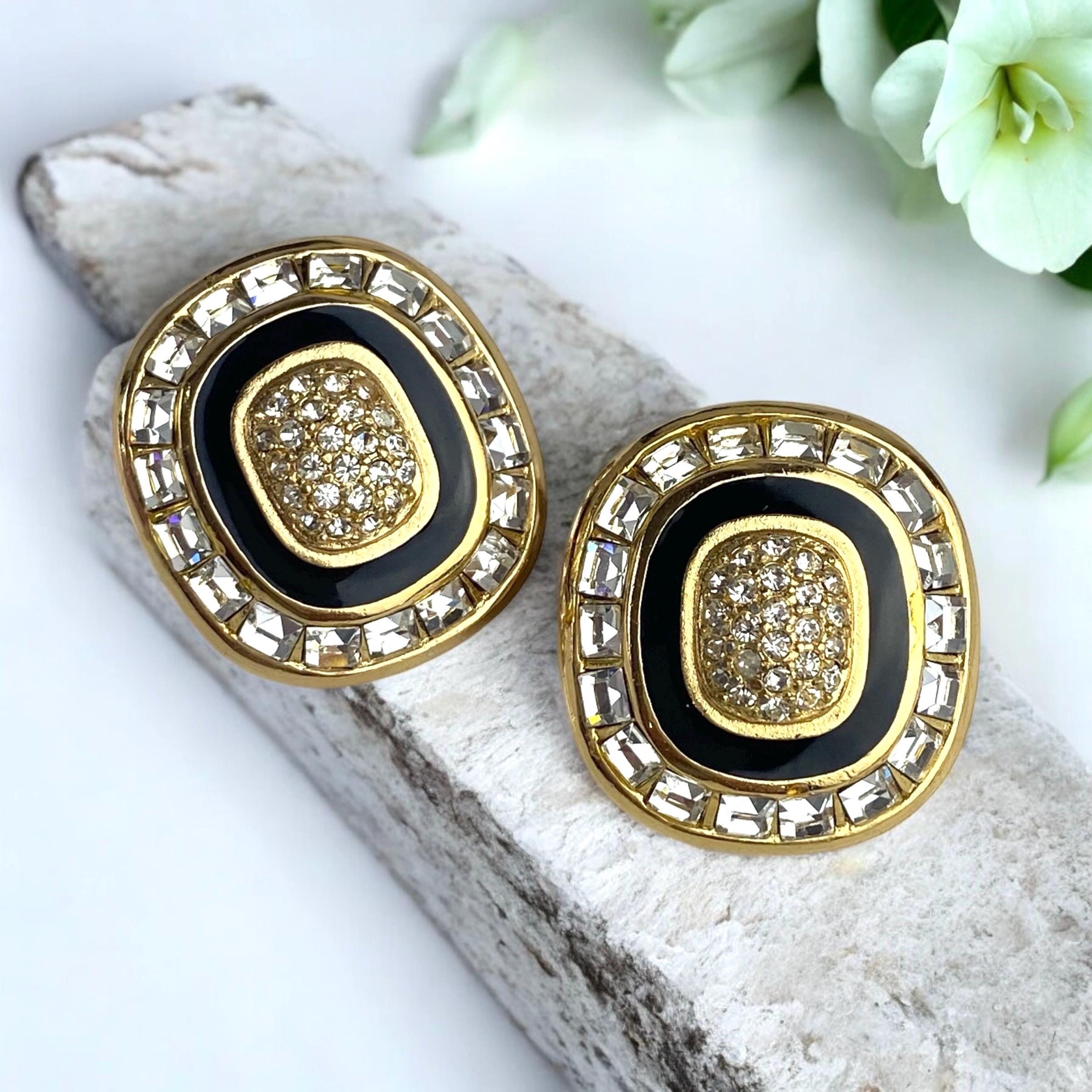 Christian Dior Vintage Logo Clip on Earrings. Circa 1970's