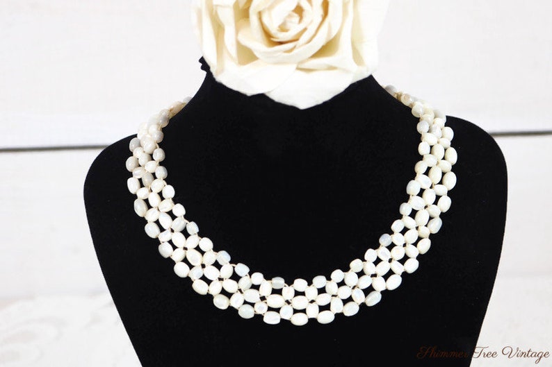 Antique White seashell collar Statement Necklace