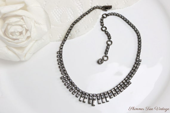 SHERMAN signed Crystal Rhinestone Necklace