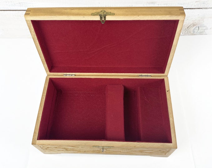 Vintage Hard Wood Musical Jewelry Box