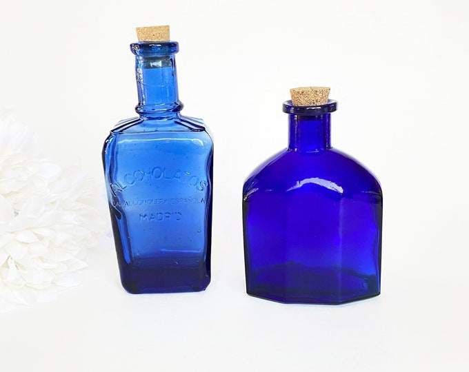 Vintage Cobalt Blue Medicine/ Alcohol/Poison Bottles