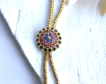 Nice vintage Enamel Mandala Lariat necklace