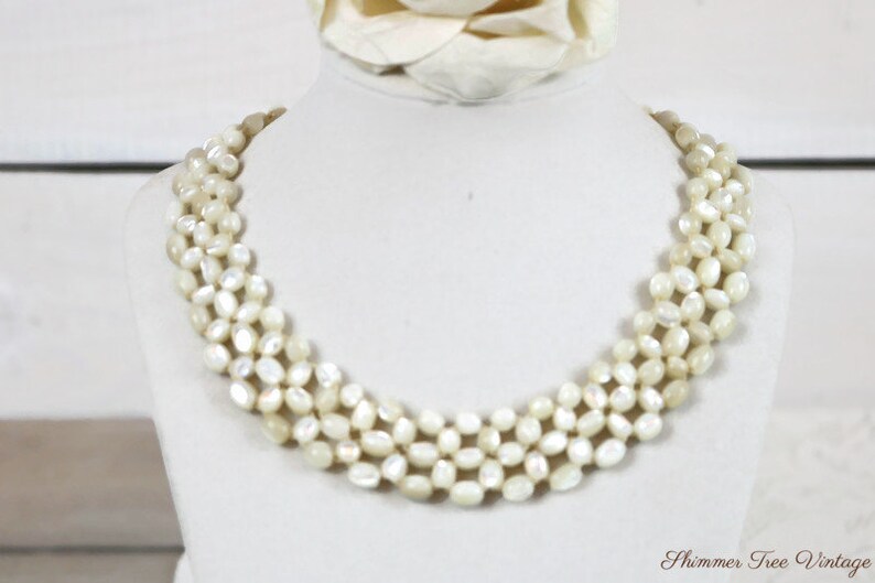 Antique White seashell collar Statement Necklace