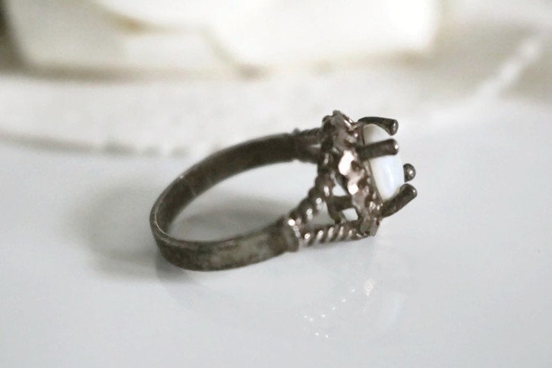Edwardian 925 Charles Addison CA signed 1880-1890/'s luxurious jewelry Antique moonstone ring
