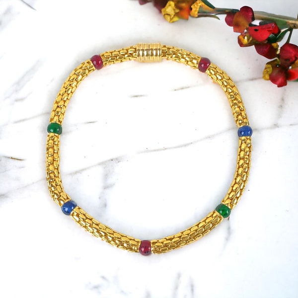 Nice Byzantine Mogul Collar Necklace with colourful poured glass beads.