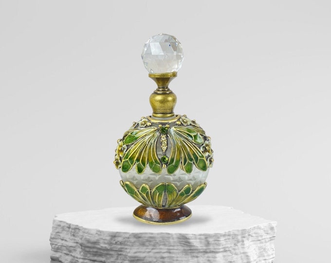 Vintage Refillable Glass and Enamel Perfume Bottle
