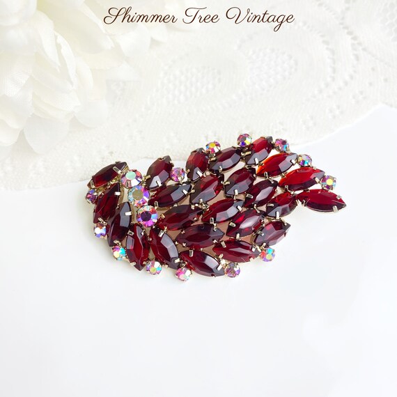 Large JULIANA D&E Ruby Red Open back Navette Broo… - image 2