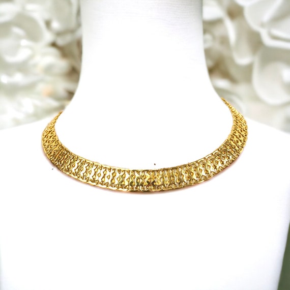 MONET Signed Egyptian Revival Collar Necklace - image 1