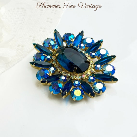 Stunning JULIANA D&E Jewelled Blue Crystal Brooch - image 4