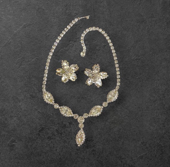 WEISS Crystal Rhinestone Bridal Necklace Set