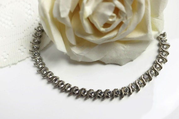 NAPIER Bracelet, Dainty Crystal rhinestone Tennis… - image 1