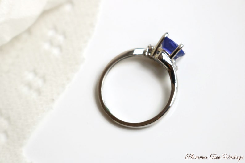 10K White Gold Tanzanite and Diamond Ring Size 6, comes with recent appraisal report image 6