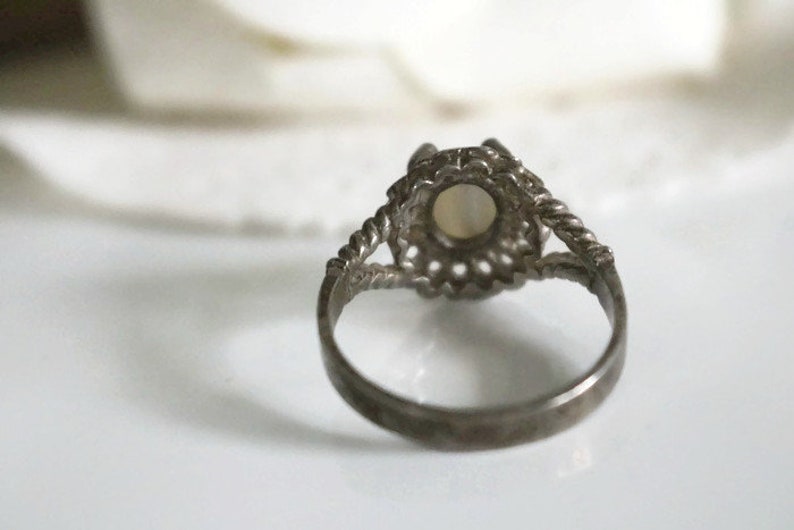 Edwardian 925 Charles Addison CA signed 1880-1890/'s luxurious jewelry Antique moonstone ring