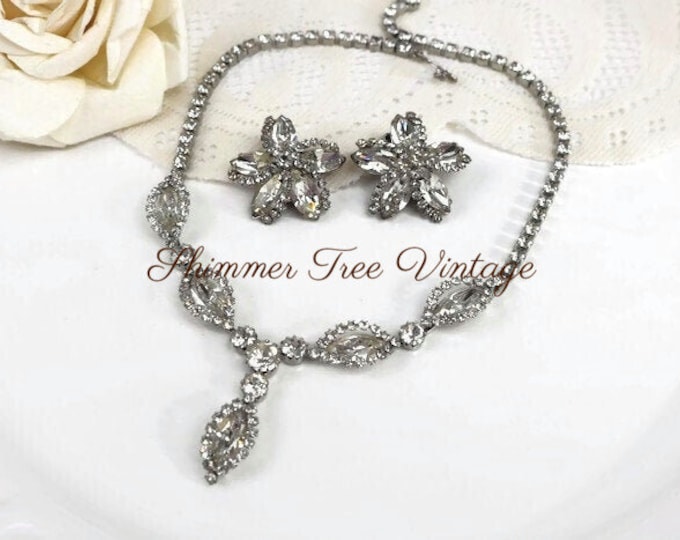 Beautiful WEISS Crystal Rhinestone Bridal Necklace Set