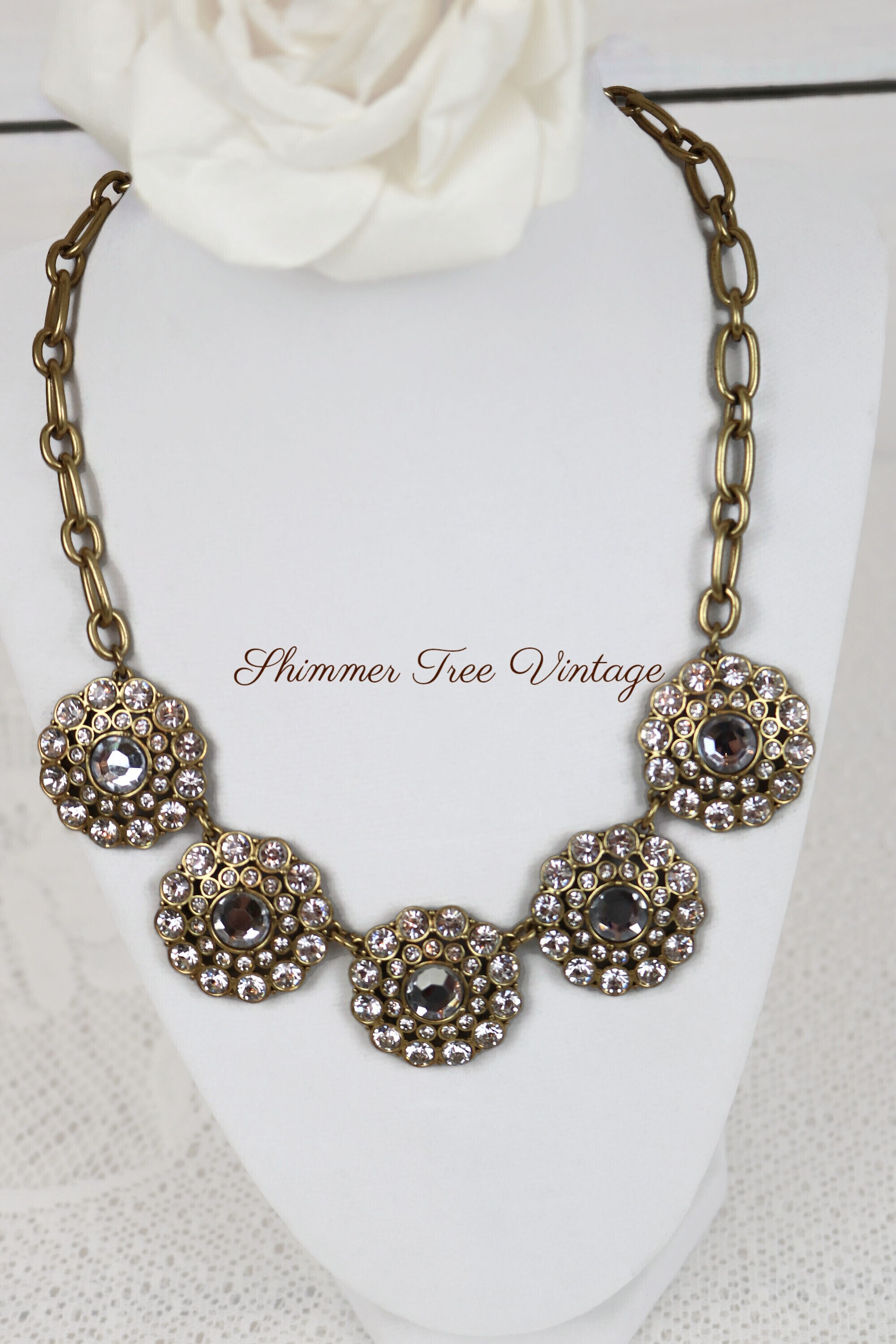 J.CREW Rhinestone Bib Necklace - Etsy 