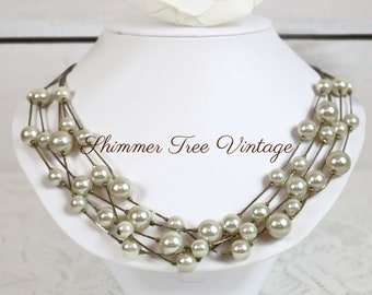 Multi Strand Faux Pearl Necklace