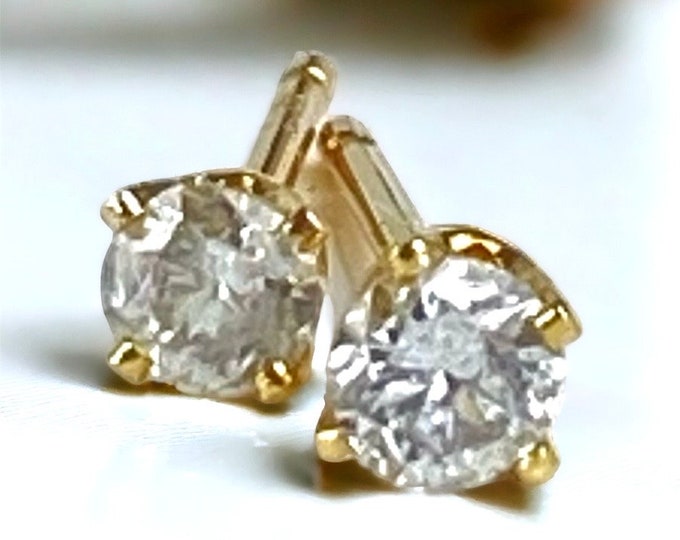 Minimalist 14K Gold .20 Carat Diamond Post Earrings