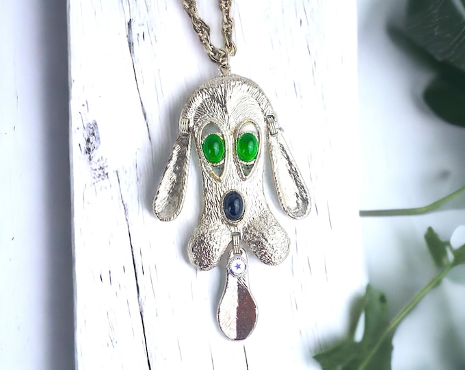 RARE D&E for 'American Legion Auxiliary' articulated Hound Dog Pendant Necklace