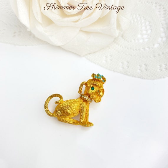 1950's Gold Plated French Poodle Brooch - image 2