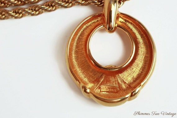 Chic MONET Signed Round hoop Pendant necklace - image 7