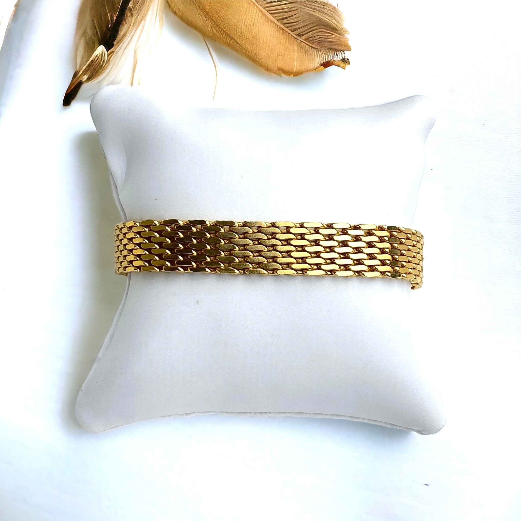 MONET Signed Bright Gold Plated Brick Chain Bracelet - Etsy
