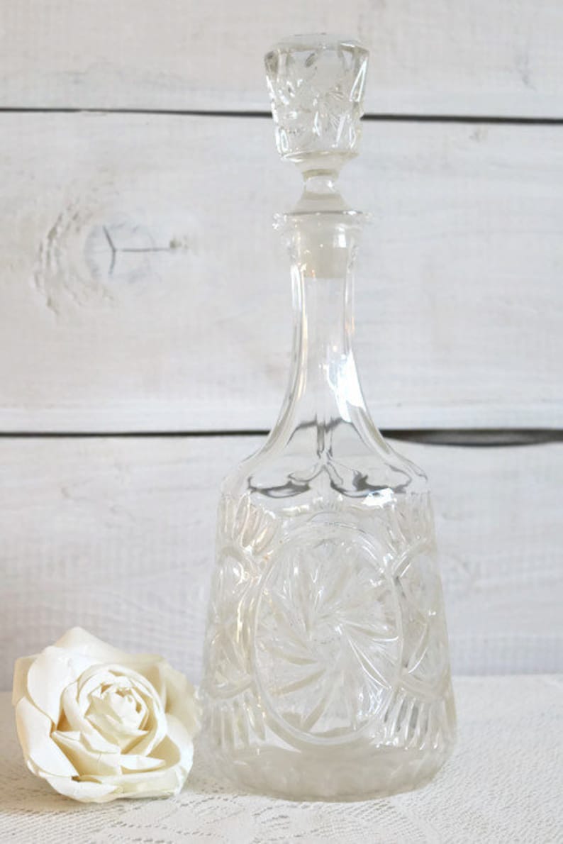 barware clear crystal drinkware Polish Starburst cut crystal Decanter