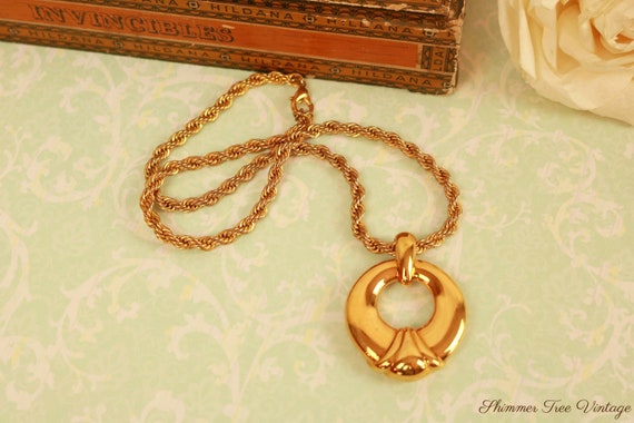 Chic MONET Signed Round hoop Pendant necklace - image 2