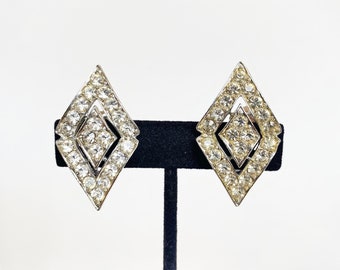 SARAH COVENTRY Patent Pending, Rhinestone Diamond Clip on Earrings