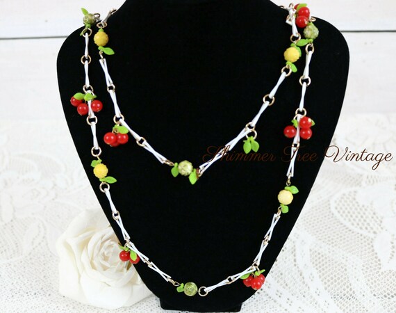 Long Celluloid Fruit Salad Necklace - image 3