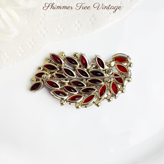 Large JULIANA D&E Ruby Red Open back Navette Broo… - image 5