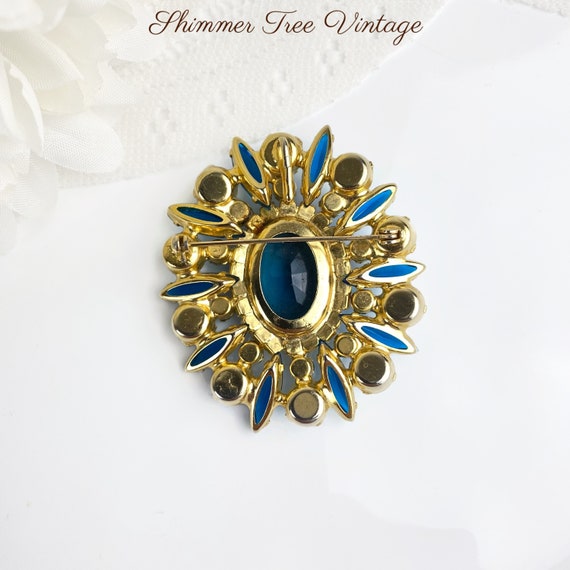 Stunning JULIANA D&E Jewelled Blue Crystal Brooch - image 6