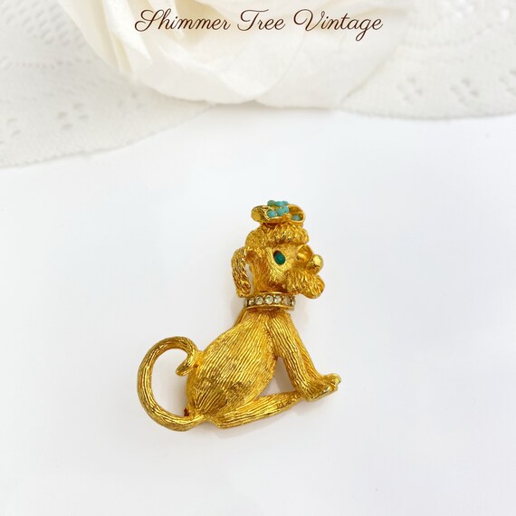 1950's Gold Plated French Poodle Brooch - image 4