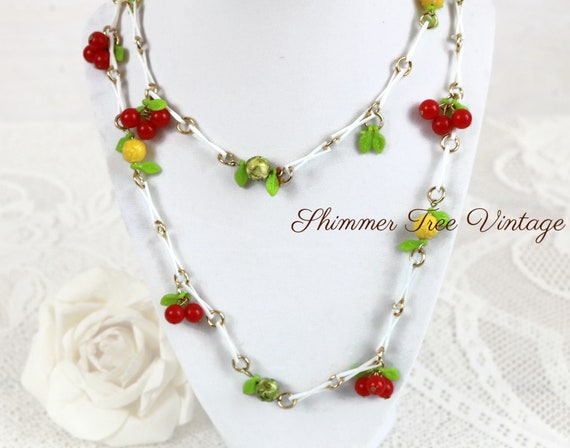 Long Celluloid Fruit Salad Necklace - image 4