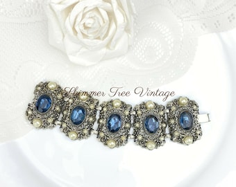 Gorgeous Jeweled Victorian Revival Cuff Bracelet