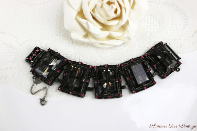 SARAH COVENTRY Black and Pink Midnight Magic Rhinestone Bracelet