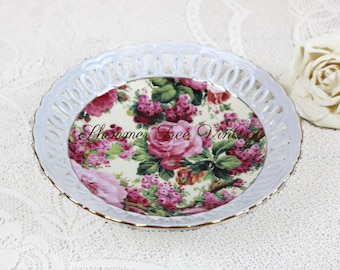 Emilie Chintz Porcelain floral dish with filigree edges
