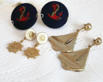 Vintage Lot of 3 Nautical earrings