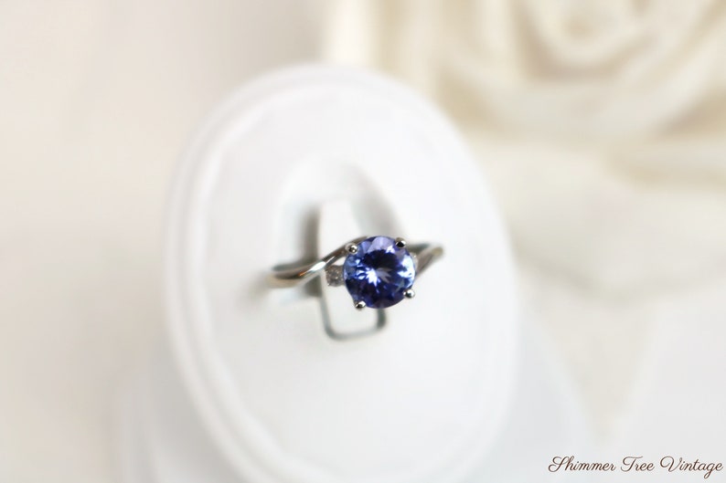 10K White Gold Tanzanite and Diamond Ring Size 6, comes with recent appraisal report image 3