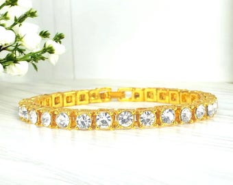 Vintage 1990's Crystal Rhinestone Tennis Bracelet