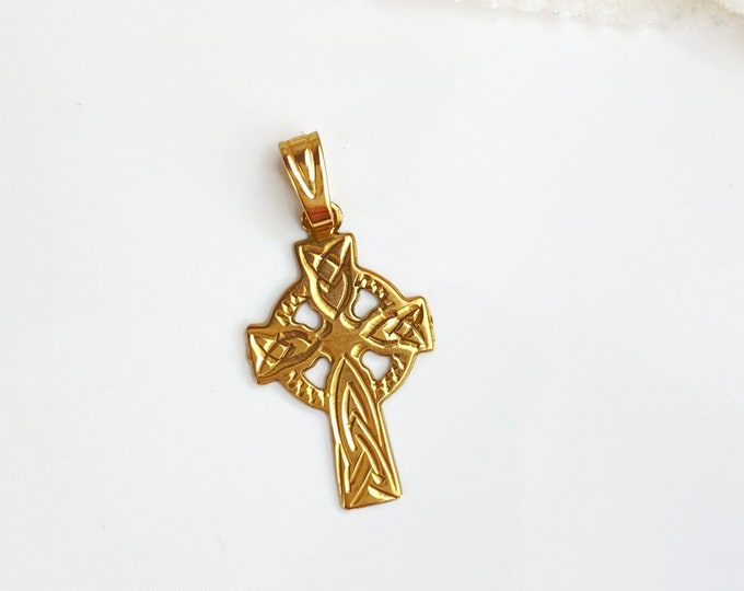 Dainty 10K Gold Celtic Cross Pendant
