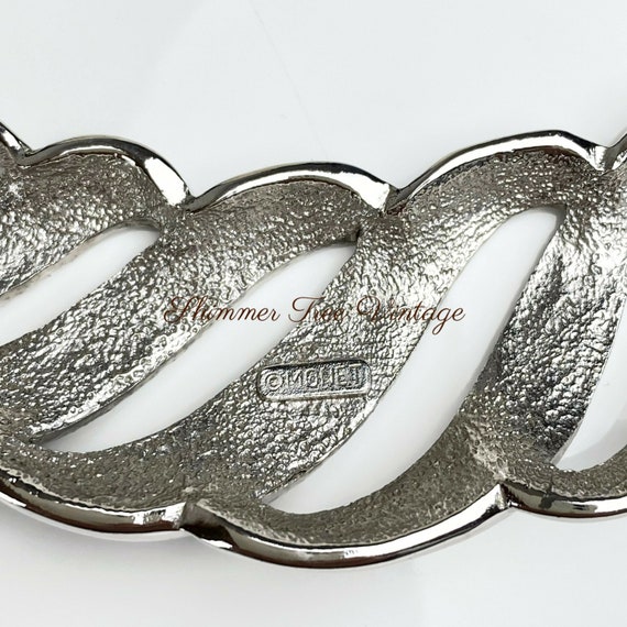 MONET signed Black and Silver Modern Bib Necklace - image 7