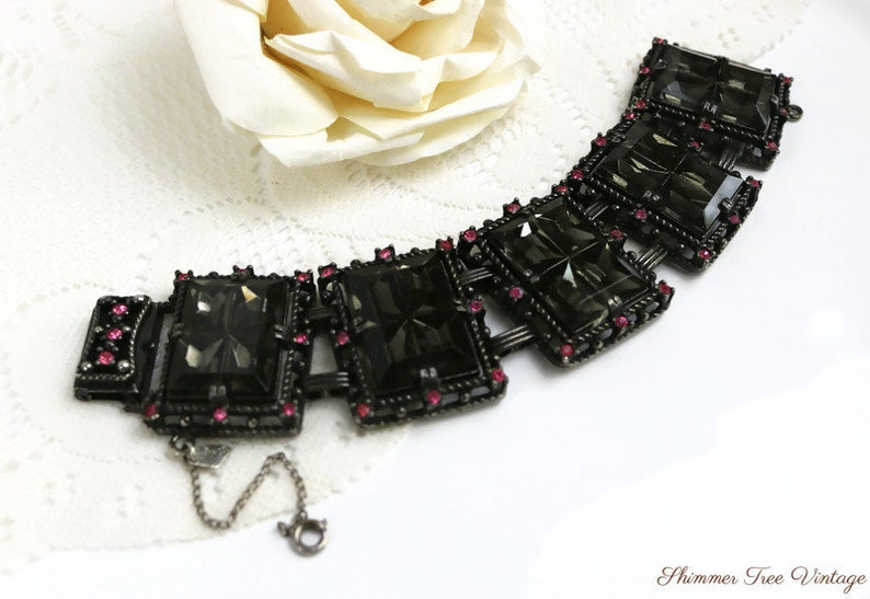 SARAH COVENTRY Black and Pink Midnight Magic Rhinestone Bracelet